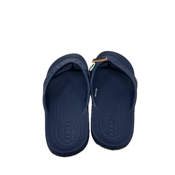Crocs Blue Slides Flip Flops w/ Jibbitz Men's 6 Womans 8 - Picture 2 of 3